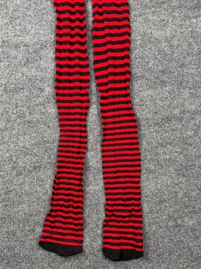 Red Black Striped Tights S/M - No Size Tag - Cosplay Goth Punk Costume Hosiery